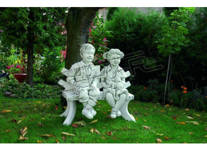 Jeune garçon assis, figurine, statue, sculptures, statues, jardin.